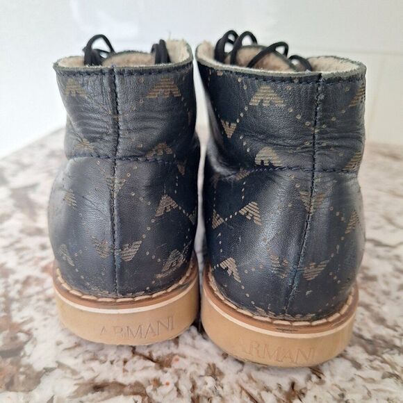 Armani Junior Winter Blue Leather Boots for Kids size 13 - Picture 3 of 9